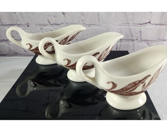 Vintage Autumn Leaf Gravy Boat Pedestal Set Of 3
