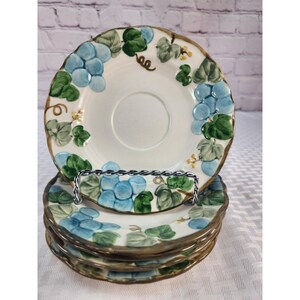 Metlox Poppy Trail Raised  Grapes & Vines Pattern Saucer Set of 5 Plates