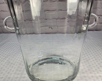 Gorgeous LARGE Vintage Blown Glass Paneled Champagne Ice Bucket 9 in.