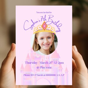 Custom Princess Birthday Invitation- Printable and Editable