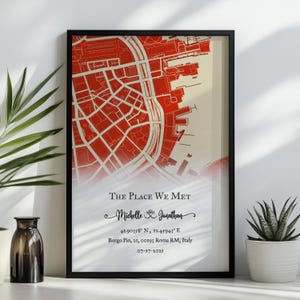 The Place We Met Map – Custom Coordinates Print, Personalized Location Poster, Where We Met Gift, First Date Map, 1st Anniversary Art