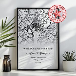 Where Our Forever Began Map – Custom Coordinates Print, Personalized Location Poster, 1st Anniversary Gift, Where We Met Art