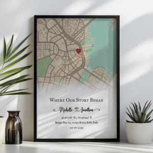 Where Our Story Began Map – Custom Coordinates Print, Personalized Location Poster, Where We Met Gift, 1st Anniversary, Map Art