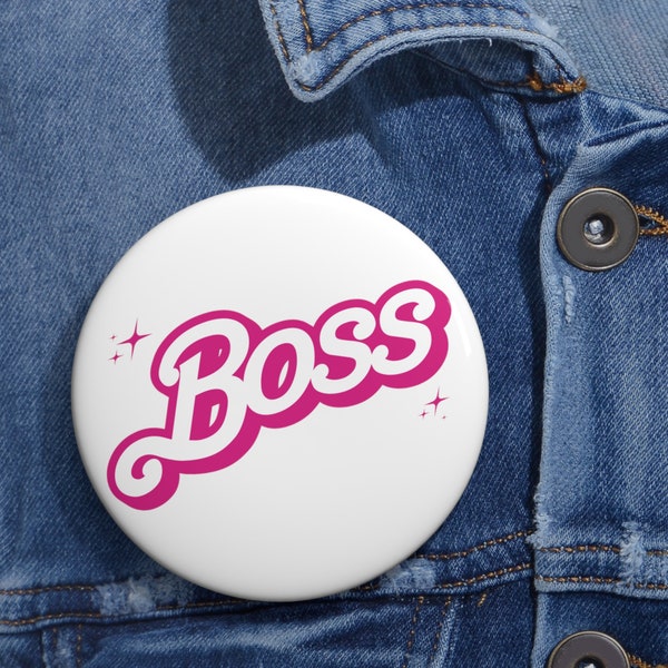 Boss Button Funny Custom Pin Vintage Retro Doll Font Cute Bachelorette Lets Go Party Birthday Gift for Her Pink Y2K Mean Girls