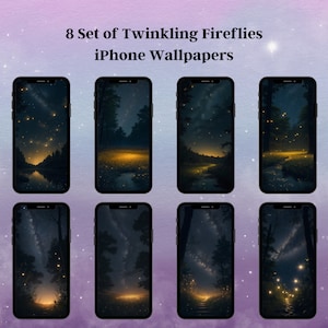 8 Set funkelnde Glühwürmchen iPhone Wallpapers, Sparkling Night, digitaler Download Kunst