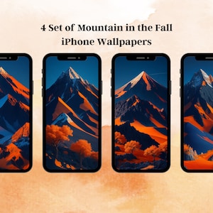 4 Set of Mountain in the Fall iPhone Wallpapers, Autumn View, Digital Download Phone Decor