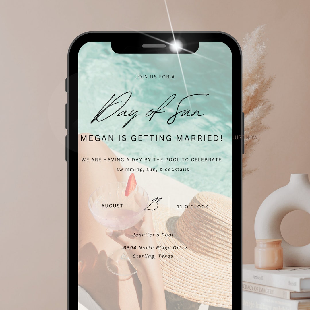 Pool Party Phone Invitation, Pool Bachelorette Phone Invite, Instant ...