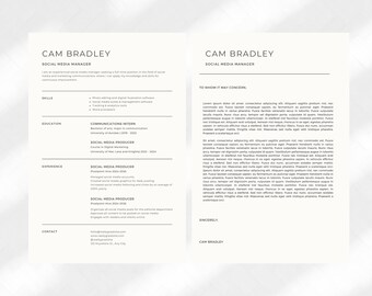 Plantilla de currículum mínimo / Plantilla de CV Canva / CV de 2 páginas / Currículum creativo / Mejor currículum 2023 / Plantilla de currículum moderno / Plantilla de CV moderno