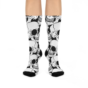 Skull Head Cushioned Crew Socks/Skull Socks/Stocking Stuffers/Gift for Sock Lovers/Emo Socks/Christmas Gift/Birthday Gift