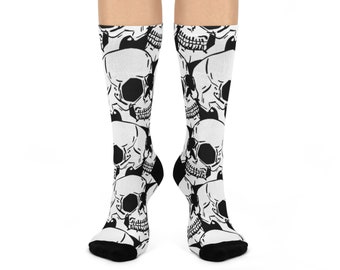 Skull Head Cushioned Crew Socks/Skull Socks/Stocking Stuffers/Gift for Sock Lovers/Emo Socks/Christmas Gift/Birthday Gift