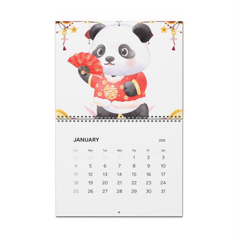 Cute 2026 Panda Wall Calendar | 2026 Monthly Panda Bear Calendar ...