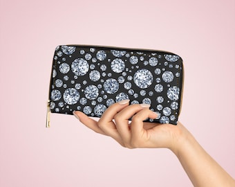 Elegant Zipper Wallet with Gemstone Pattern, Stylish Coin Purse, Perfect Gift for Her, Ideal for Everyday Use, Fashion Accessory