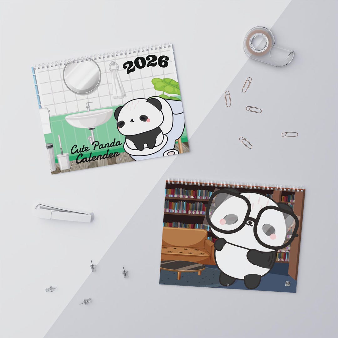 Cute 2026 Panda Wall Calendar | 2026 Monthly Panda Bear Calendar ...