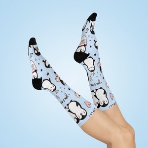 Chaussettes matelassées confortables Pingouins/Cadeau pour les amateurs de pingouins/Chaussettes mignonnes/Cadeau de Noël/Bas de Noël/Cadeau d'anniversaire/Mignons pingouins