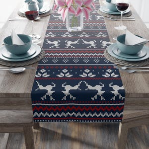 Reindeer Fair Isle Table Runner | Nordic Christmas Dining