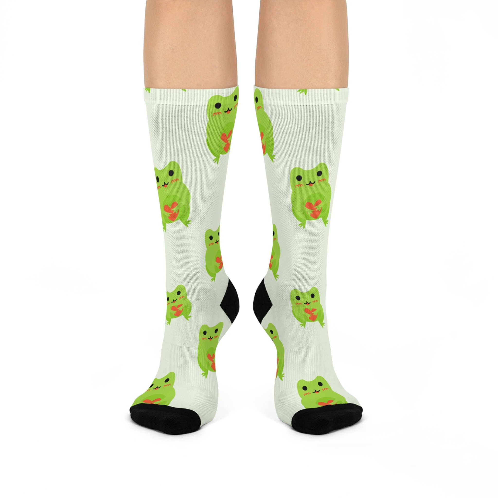 Frog Love Cushioned Crew Socks/Gift for Frog Lovers/Stocking Stuffers/Cute Frog Gifts/Birthday Gift/Cushioned Crew Socks