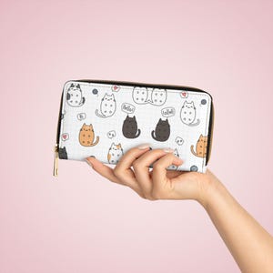 Cute Cat Zipper Wallet, Cat Lover Gift, Fun Purse for Pet Owners, Animal-Themed Accessory, Unique Wallet for Every Day