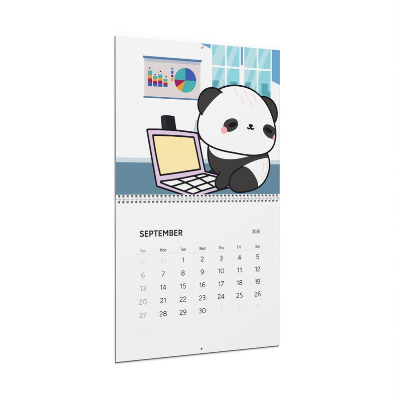 Cute 2026 Panda Wall Calendar | 2026 Monthly Panda Bear Calendar ...