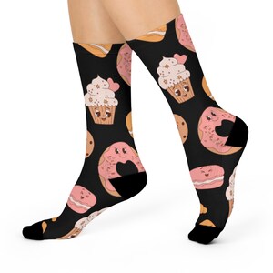 Sweet Treats Cushioned Crew Socks/Cute Pastry Socks/Stocking Stuffers/Christmas Gift/Birthday Gift/Gift for Her/Gift her Foodies