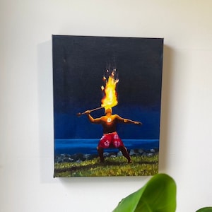 Polynesian Fire Knife Acrylic Canvas Painting