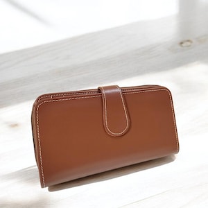 Cartera de cuero para mujer, Cartera de cuero personalizada, Cartera de teléfono para mujer, Cartera larga hecha a mano, Regalo perfecto para mujer