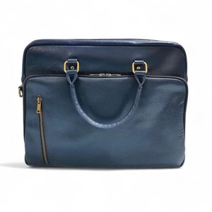 Sacoche en cuir pour ordinateur portable, sac MacBook Pro, sac messager en cuir bleu pour homme et femme, sac à bandoulière en cuir, sac de travail, 2 couleurs disponibles