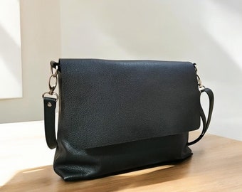 Personalized Leather Crossbody Bag: Soft Handmade Shoulder Bag