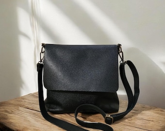 Handmade Soft Leather Crossbody Bag: Adjustable Strap Work Bag