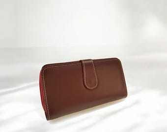 Personalized Leather Long Wallet: Handmade Phone Wallet for Women