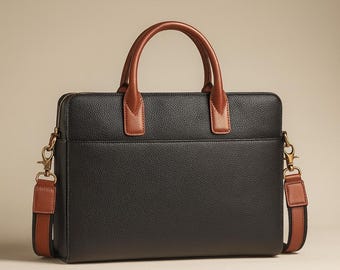 Personalized Leather Laptop Bag for laptops up to 17 inches, Leather Briefcase, Office Bag, Shoulder Bag, 4 colors available - US Duty paid