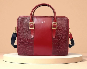 Personalized Stylish Women Leather Bag | Perfect Red Leather Shoulder Bag or Women Tote Bag | Luxurious Gift for Women | 2 colors available