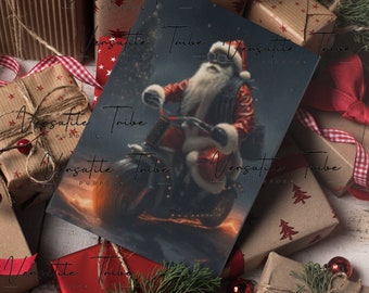 Carte de Noël imprimable | de voeux | Père Noël afro-américain | Carte de voeux noire | Téléchargement numérique | Carte de vœux | Noël moderne