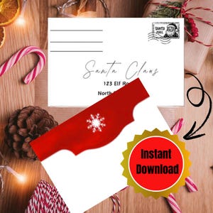 Carta de Papá Noel/Carta de Papá Noel de Navidad/Plantilla de dirección de sobre Plantilla de sobre Impresión editable para sobres A7 Dirección