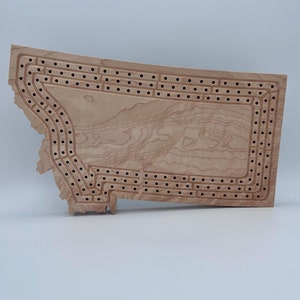 Montana Maple Wood Cribbage Board: USA State Shape, Game Night