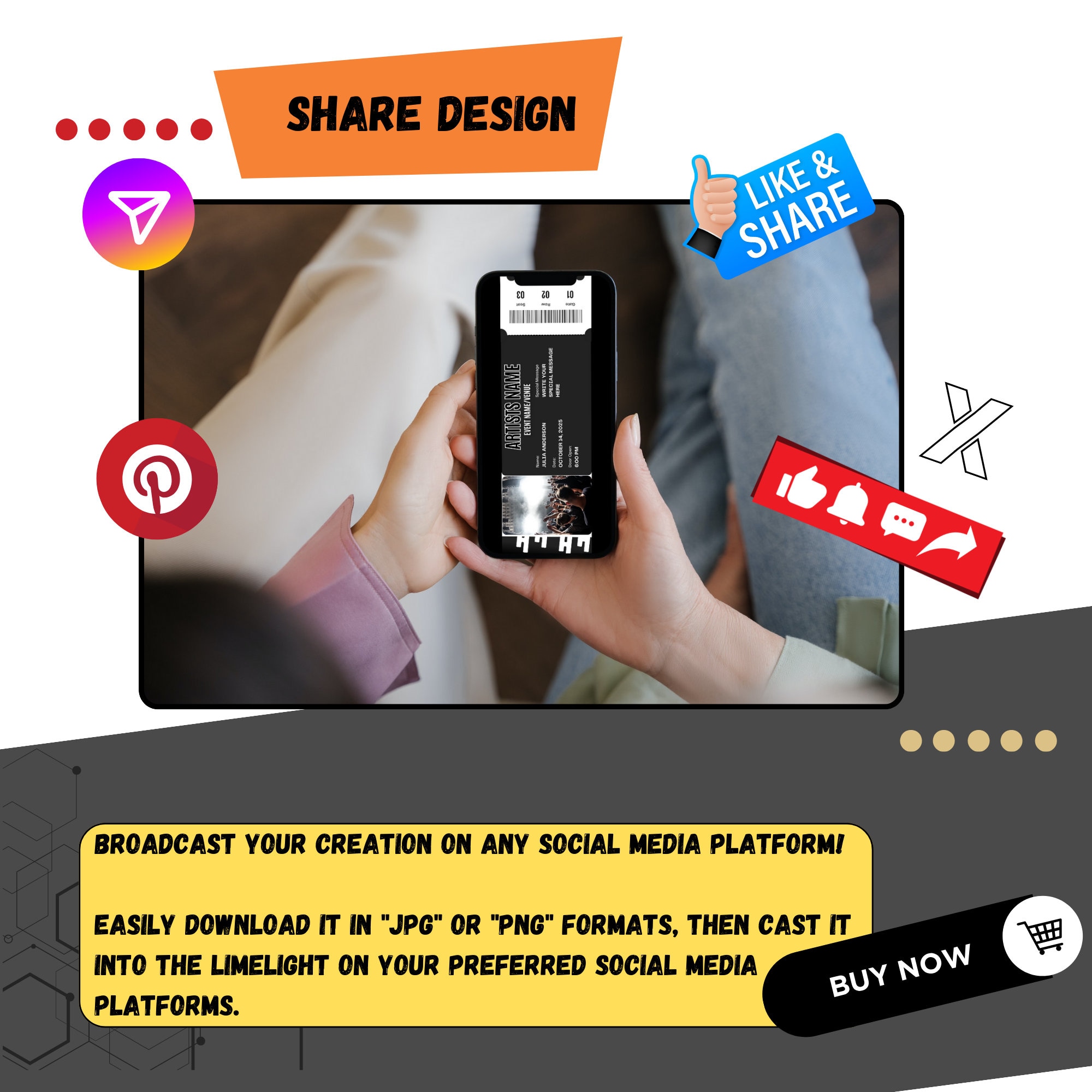 Custom Concert Ticket Template Gift, Personalised Fake DIY Surprise Gig ...