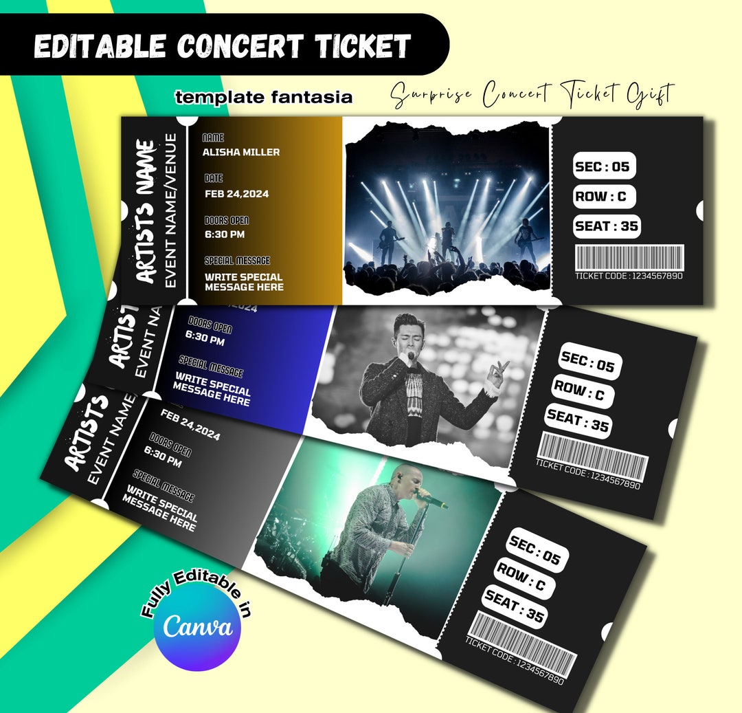 Customised Ticket, Fake Concert Ticket, Concert Ticket Print, Custom ...