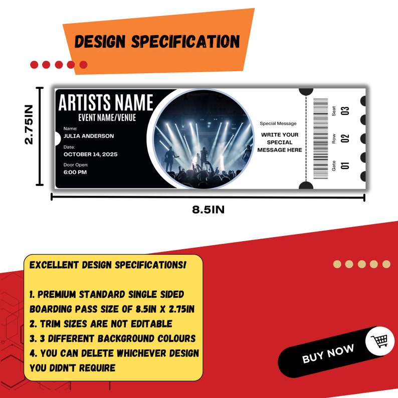 Digital Concert Ticket, Fake Concert Tickets, Printable Concert Ticket