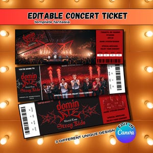Bearbeitbare Stray Kids Konzertkarte Canva | Kpop Fan Geschenk | Druckbare digitale Überraschung für Stay | Niedlicher bearbeitbarer Kpop Event Pass