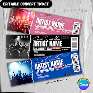 customised ticket, fake concert ticket, concert ticket print, custom event ticket, surprise concert, concert ticket gift, Concert Tickets