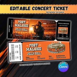 Bearbeitbare Post Malone Konzertkarten-Vorlage, druckbares Gefälschtes VIP-Pass-Geschenk für Fans, Post Malone Canva Download-Andenken