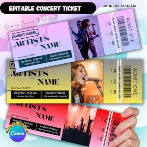 Diy Concert Ticket, Fake Concert Ticket, Printable Concert Ticket, Editable Concert Ticket, Surprise Concert, Concert Ticket Gift