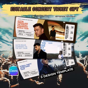 Editable Concert Ticket Gift | Custom Ticket Stub Template | Faux Concert Pass for Music Events | Concert Ticket Pass Keepsake