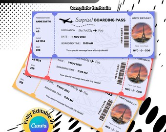 Custom Boarding Pass,faux Boarding Pass,airline Ticket Canva,fake Plane ...