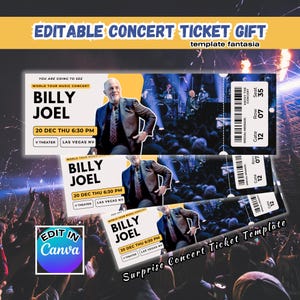 Personalisiertes Billy Joel Ticket Überraschungsgeschenk - Stilvolle Billy Joel Konzertkartenvorlage, Gig Custom Konzertüberraschung
