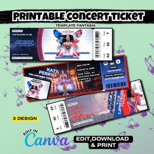Katy Perry World Tour 2025 Surprise Ticket – Editable Concert Gift Template | Faux Printable Music Event Pass for Her