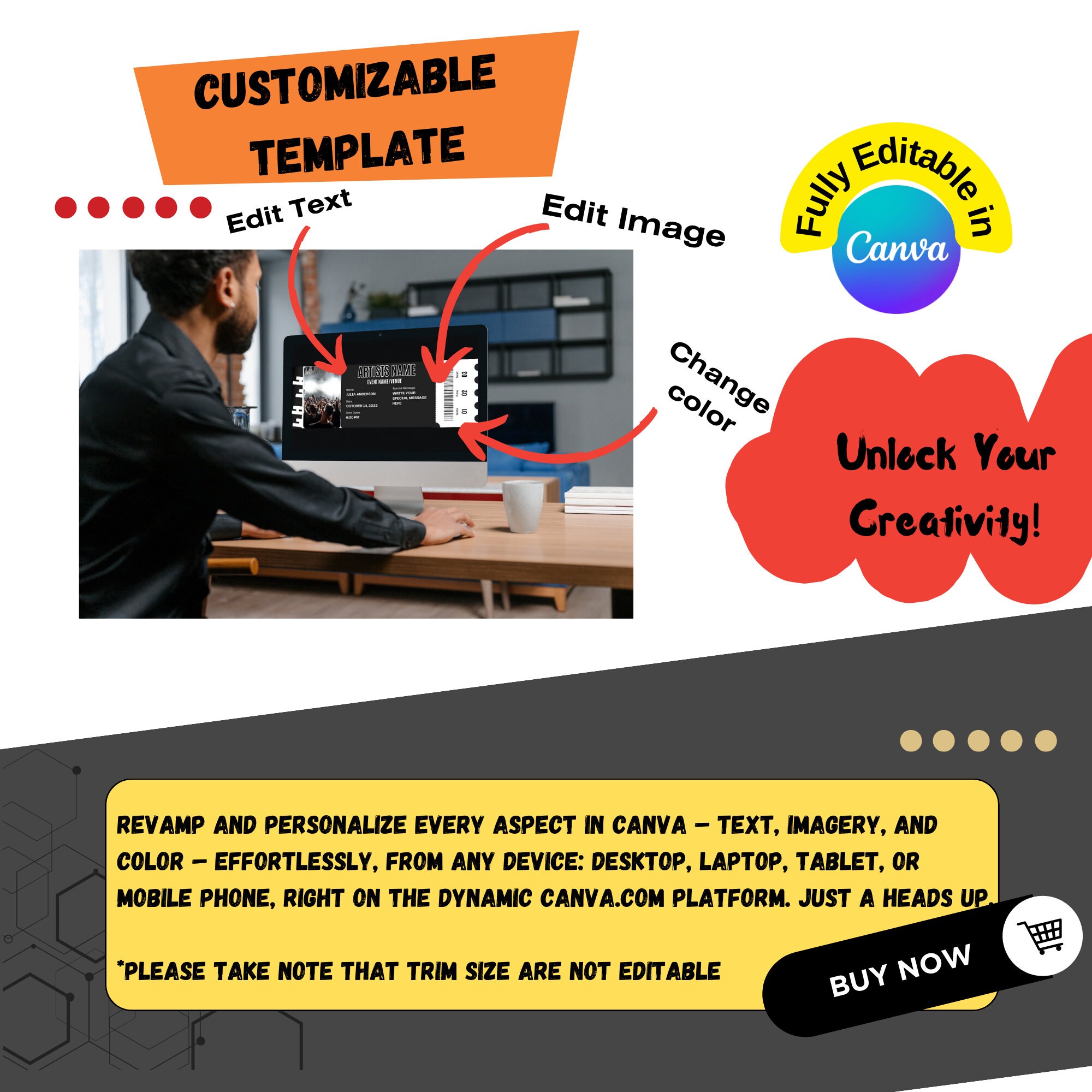 Custom Concert Ticket Template Gift, Personalised Fake DIY Surprise Gig