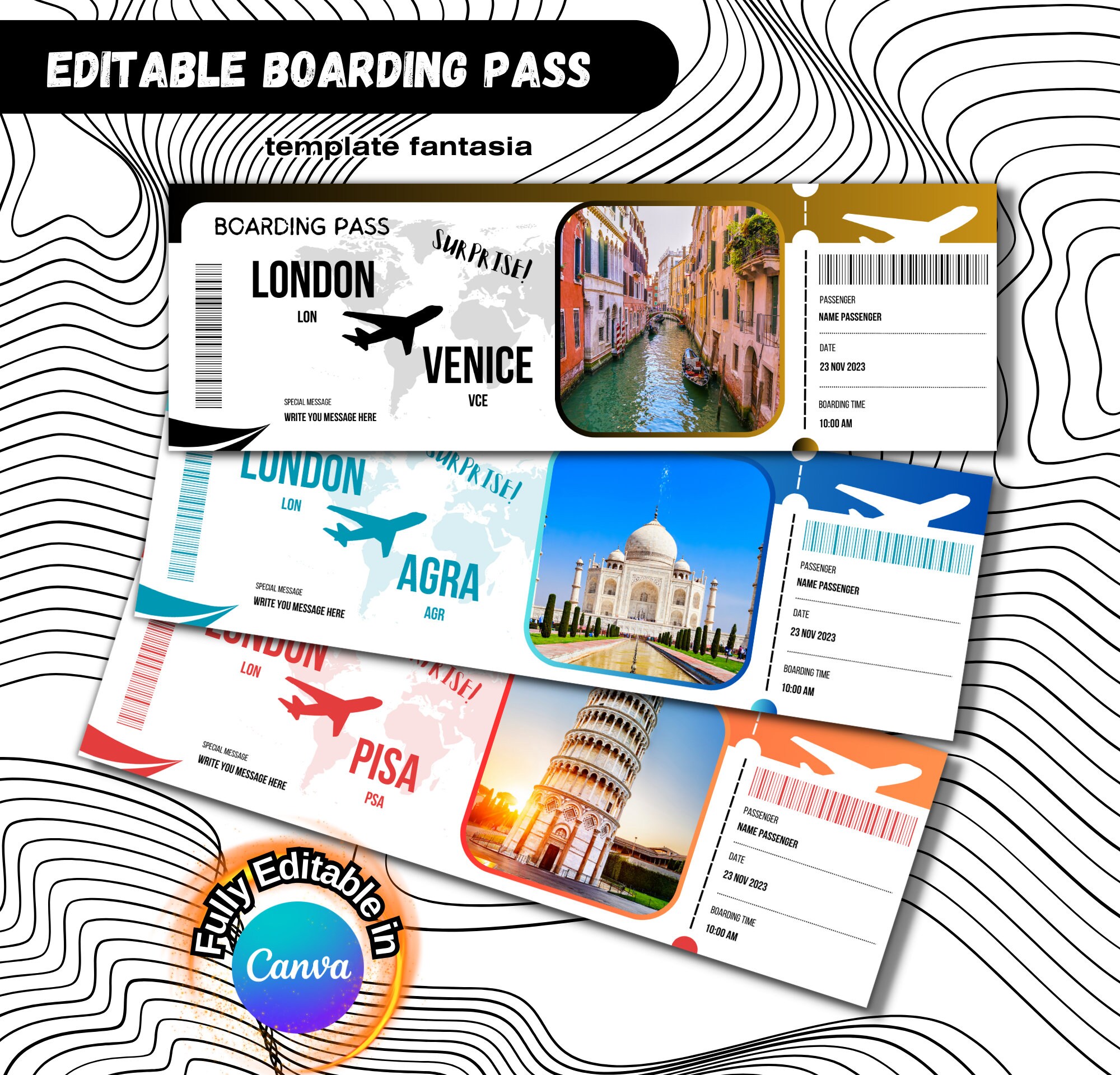 Custom Boarding Pass,faux Boarding Pass,airline Ticket Canva,fake Plane ...