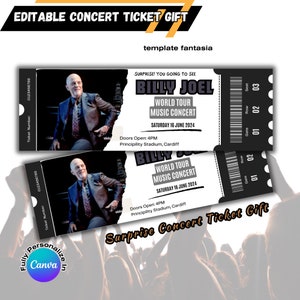 Billy Joel Ticket zum Ausdrucken, Welttournee 2024, Fake Konzertkarten, Musikeventkarte, personalisiertes Ticket, benutzerdefiniertes Ticket