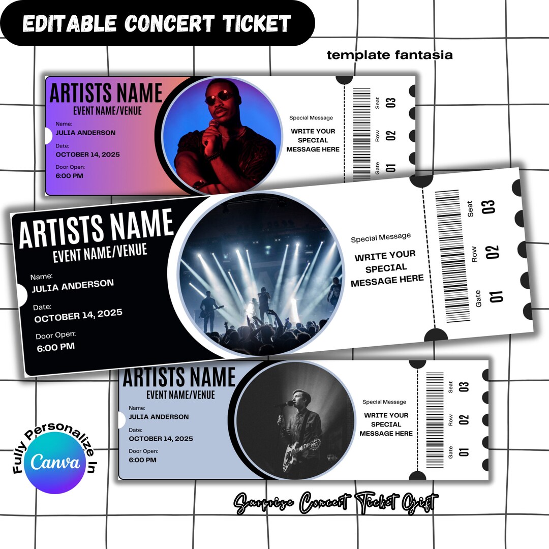 Customised Ticket, Fake Concert Ticket, Concert Ticket Print, Custom ...