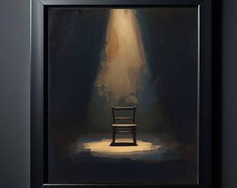 Spotlight Chair Art Print: Impressionist Theater Room Decor (Digital Download)